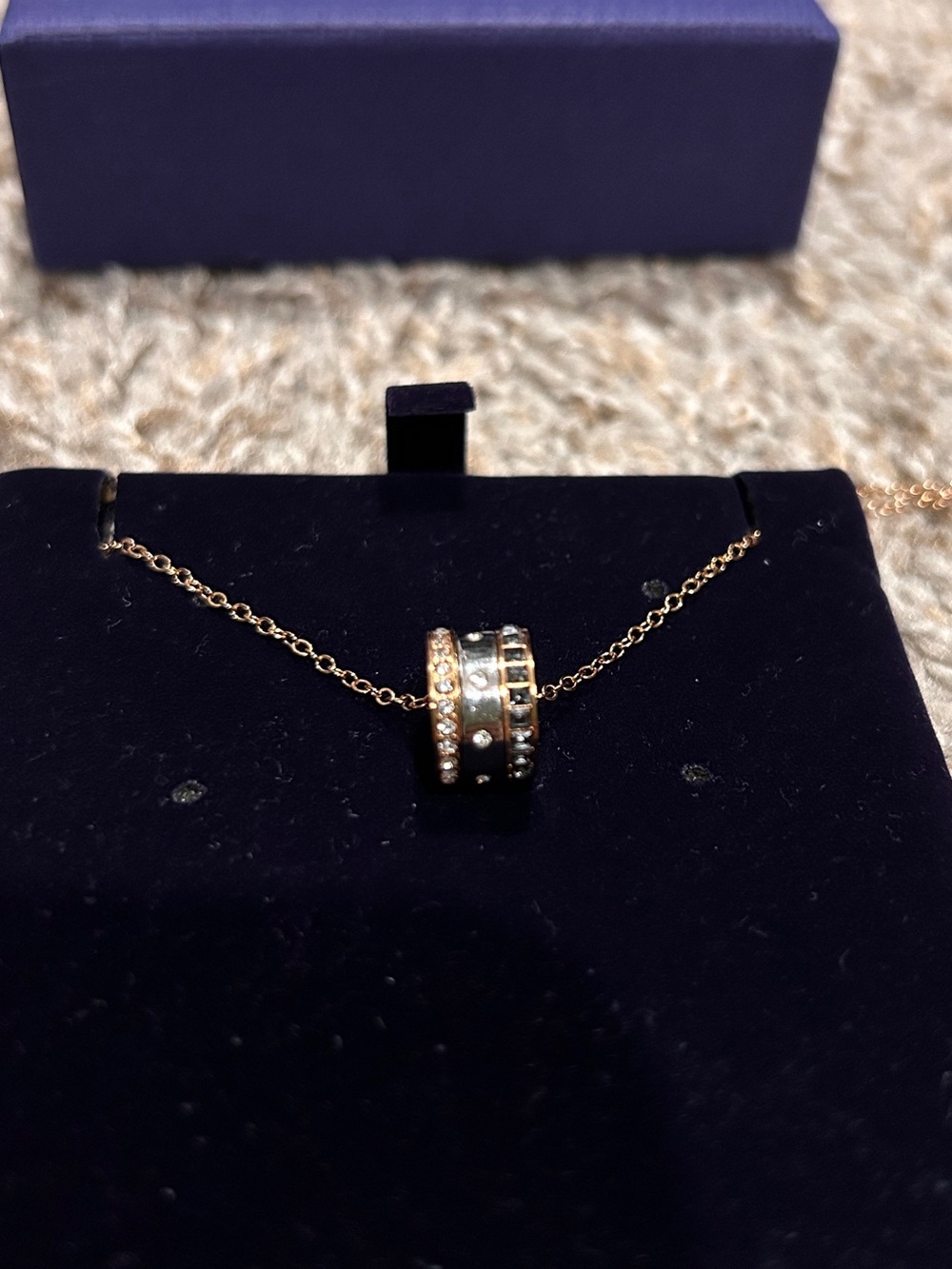 Swarovski Gold Crystal Accent Layered Ring Pendant Necklace - Women
